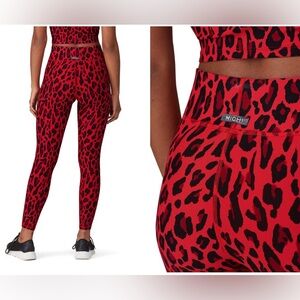 Michi Red Leoard Leggings New Size M $165